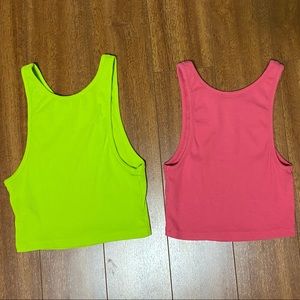 Zara pink and lime green tank tops